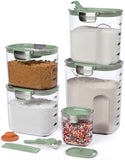 ProKeeper 9 - Piece Airtight Food Storage Container Set – Clear Plastic Flour and Sugar Canister Set with Magnetic Accessories for Kitchen Organization (Grey, 9 - Piece) - Homesidy.com