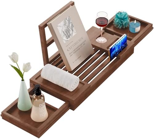 Premium Bathtub Tray Caddy, Expandable Bath Tray, Unique House Warming Gifts, New Home, Anniversary and Wedding Gifts for Couple, Bridal Shower Gift for Women - Homesidy.com
