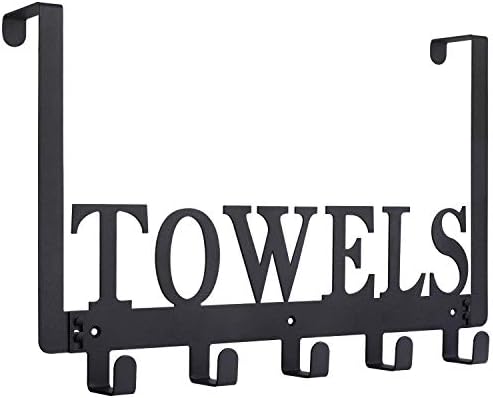 Kuhome Over The Door Hooks, Towel Holder for Bathroom, Door Mount Towel Rack Towel Hooks for Bedroom Beach Towels Bathrobe Wall Mount Hang on The Door Cabinet Cupboard Metal Sandblasted (Black) - Homesidy.com
