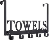 Kuhome Over The Door Hooks, Towel Holder for Bathroom, Door Mount Towel Rack Towel Hooks for Bedroom Beach Towels Bathrobe Wall Mount Hang on The Door Cabinet Cupboard Metal Sandblasted (Black) - Homesidy.com
