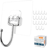 GLUIT Adhesive Wall Hooks for Hanging Heavy Duty 22 lbs Hooks for Walls No Damage, Towel Sticky Clear Hook, Waterproof, Home, Bathroom, Kitchen, Office, and Outdoor 12 Pack - Homesidy.com
