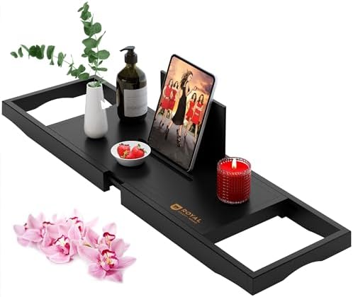 ROYAL CRAFT WOOD Bathtub Tray Caddy for Tub, Bamboo Bath Shelf, Premium Foldable Wood Bath Table, Expandable Bathtub &amp; Bathroom Accessories, New Home Gifts for Mom, Housewarming, Anniversary, Wedding - Homesidy.com