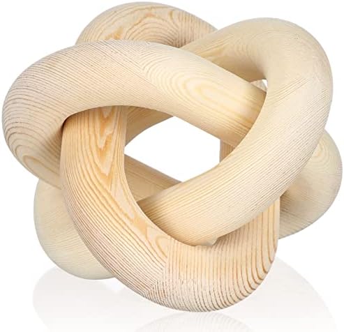 Yalikop 3 Link Wood Knot Decor - Hand Carved Coffee Table Decoration, Boho Chain Link Decor, Modern Shelf, Rustic Objects for Home Living Room Bedroom(White) - Homesidy.com