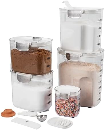 ProKeeper 9 - Piece Airtight Food Storage Container Set – Clear Plastic Flour and Sugar Canister Set with Magnetic Accessories for Kitchen Organization (Grey, 9 - Piece) - Homesidy.com