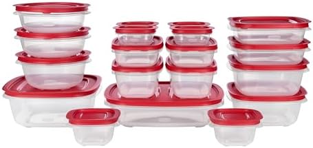 Rubbermaid 16 - Piece BPA - Free Plastic Food Storage Set, Red Vented Lids - Microwave, Dishwasher Safe: Perfect for Meal Prep, Leftovers, and Kitchen Organization - Homesidy.com