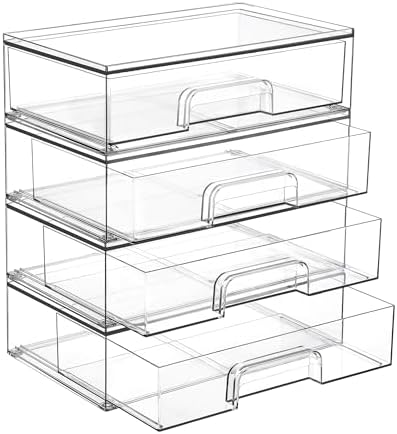 Vtopmart 12.1W Clear Stackable Storage Drawers,2 Pack Acrylic Plastic Organizers Bins for Makeup Palettes, Cosmetics, and Beauty Supplies,Ideal for Vanity, Bathroom,Cabinet,Desk Organization - Homesidy.com
