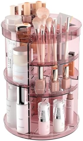 Rotating Makeup Organizer, DIY 8 Adjustable Layers Spinning Skincare Organizer, Cosmetic Display Case with Brush Holder Perfume Tray, Multi - Function Storage Carousel for Vanity Bathroom Countertop - Homesidy.com