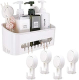 TAILI Shower Caddy Suction Cup 2 Pack with Hooks &amp; Soap holder, Heavy Duty Shower Organizer for Bathroom, No Drilling Bathroom Organizer with Large Capacity, Black Metal Storage Basket - Homesidy.com