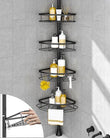 SEIRIONE Rustproof Shower Corner Caddy Organizer for Bathroom, 4 Adjustable Shelves with Tension Pole, for Bathtub Shampoo Accessories Storage Holder, 34 to 116 Inch Height - Homesidy.com