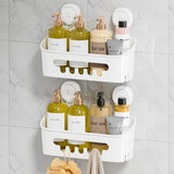 LEVERLOC Shower Caddy Suction Cup, Shower Organizer Removable Bathroom Shelf, Storage Suction Powerful Max Hold 22lbs Bathroom Caddy Waterproof Holder, White - Homesidy.com