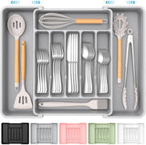 ukeetap Extra Large Expandable Silverware Organizer, BPA - Free Food - Safe Cutlery Flatware Organizer, Kitchen Utensil Drawer Organizer, Adjustable Silverware Holder for Spoons Forks Knives, Black - Homesidy.com