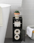 AOJEZOR Toilet Paper Holder Stand: No Drill PVC Small Bathroom Cabinet for Apartment Dwellers - Rental Deposit Protection - Small Space Storage Saving - Homesidy.com