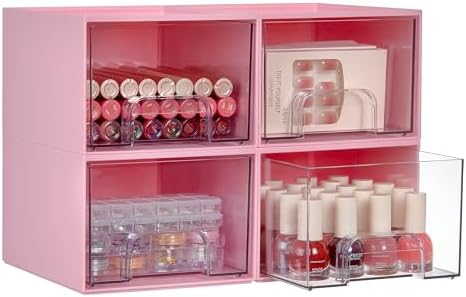 Vtopmart 4 Pack Small Clear Stackable Storage Drawers,Acrylic Bathroom Makeup Organizer,Plastic Storage Bins For Vanity, Undersink, Kitchen Cabinets, Pantry, Home Organization - Homesidy.com