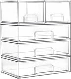 Vtopmart Stackable Storage Drawers Set of 5, Clear Plastic Organizer Bins for Baby Bottle, Beauty Supplies Storage, Ideal for Kichen Countertop, Vanity, Bathroom, Cabinet, Pantry Organization - Homesidy.com