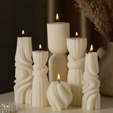 Threlaco 6 Pcs Pillar Candles Modern Aesthetic Ribbed Decorative Candle Set Cute Soy Wax Scented Ribbed Decor for Home(White,2.36 - 6.89 Inch) - Homesidy.com