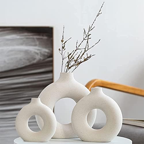 Ceramic Vases Set of 2,Modern Vases for Home Decor, White Boho Style for Living Room Kitchen Mantle Bedroom Dining Table Office Farmhouse Decorative Design - Homesidy.com