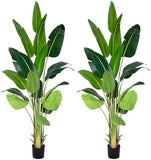 Artificial Bird of Paradise Plant 7Ft Fake Tropical Palm Tree with 17Trunks Faux Banana Leaf Trees in Pot for Home Indoor Outdoor Office Modern Decor Housewarming - Homesidy.com