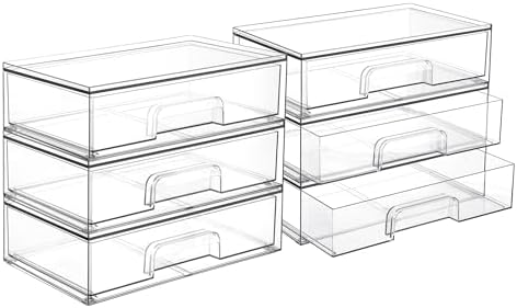 Vtopmart 12.1W Clear Stackable Storage Drawers,2 Pack Acrylic Plastic Organizers Bins for Makeup Palettes, Cosmetics, and Beauty Supplies,Ideal for Vanity, Bathroom,Cabinet,Desk Organization - Homesidy.com