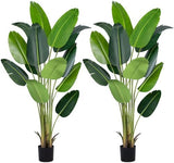 Artificial Bird of Paradise Plant 7Ft Fake Tropical Palm Tree with 17Trunks Faux Banana Leaf Trees in Pot for Home Indoor Outdoor Office Modern Decor Housewarming - Homesidy.com