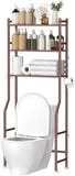 GloTika 3 - Tier Over The Toilet Storage, Space Saver Metal Bathroom Shelves, Freestanding Above Over Toilet Storage Shelf with 4 Hooks for Bathroom, Black - Homesidy.com