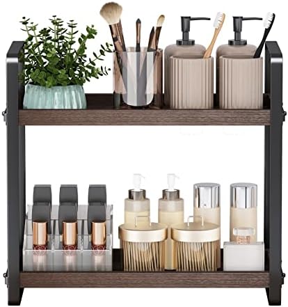 HNRLOY Bathroom Counter Organizer,Bathroom Countertop Organizer,Counter Shelf,Countertop Storage,Organization and Storage,Makeup Shelf,Sink Caddy(Brown 3 Tier) - Homesidy.com