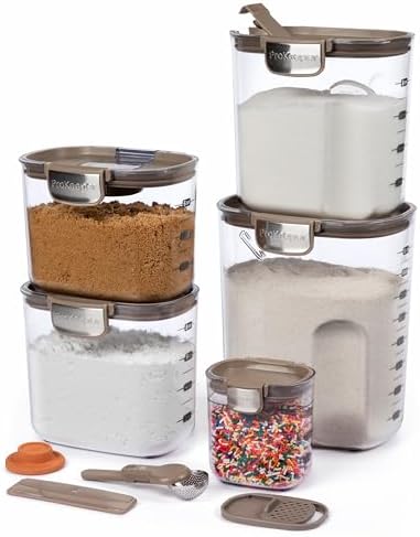 ProKeeper 9 - Piece Airtight Food Storage Container Set – Clear Plastic Flour and Sugar Canister Set with Magnetic Accessories for Kitchen Organization (Grey, 9 - Piece) - Homesidy.com