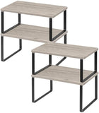 NEX Bamboo Kitchen Cabinet and Counter Shelf Organizer, Stackable &amp; Expandable, Set of 4, White and Natural - Homesidy.com