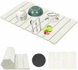 Stone Drying Mat for Kitchen Counter, Collapsible Dish Drying Mat, Fast Drying Diatomaceous Earth Dish Drying Mats, Water Absorbent Diatomite Kitchen Mat (white, medium) - Homesidy.com