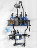 YASONIC Shower Caddy Hanging - Never Rust Shower Organizer - Aluminum Over The Head Caddy with 10 Hooks for Razor/Sponge - Rack with Soap Basket - Silver - Homesidy.com