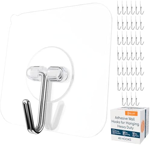 GLUIT Adhesive Wall Hooks for Hanging Heavy Duty 22 lbs Hooks for Walls No Damage, Towel Sticky Clear Hook, Waterproof, Home, Bathroom, Kitchen, Office, and Outdoor 12 Pack - Homesidy.com
