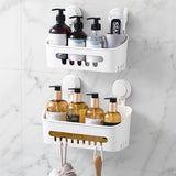 LEVERLOC Shower Caddy Suction Cup, Shower Organizer Removable Bathroom Shelf, Storage Suction Powerful Max Hold 22lbs Bathroom Caddy Waterproof Holder, White - Homesidy.com