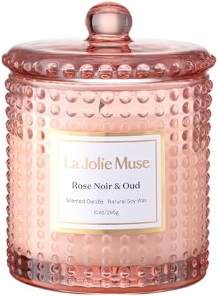 LA JOLIE MUSE Christmas Candle | Ruby Berry Bliss | Mandarin Cranberry &amp; Plum | 10 oz Festive Candle | 55 Hours Clean Burn | Gift for Women &amp; Family - Homesidy.com