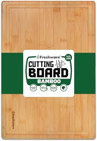Bamboo Cutting Boards for Kitchen [Set of 3] Wood Cutting Board for Chopping Meat, Vegetables, Fruits, Cheese, Knife Friendly Serving Tray with Handles - Homesidy.com