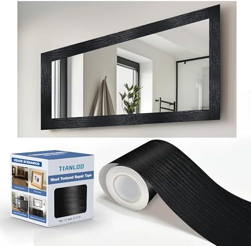 TIANLDD 27 FT Wood Grain Wallpaper Border, Removable Waterproof Mirror Border Peel and Stick,Bathroom Mirror Frame Border.(Black) - Homesidy.com