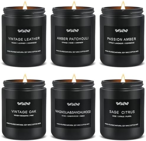 Scented Candle Set, Men Candle Set, Scented Candles for Home, Gifts for Men, 4 Pack Manly Candles Gifts for Mens Scents of Smoke Vanilla/Leather/Oak/Lavender Wood - Homesidy.com