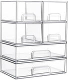 Vtopmart Stackable Storage Drawers Set of 5, Clear Plastic Organizer Bins for Baby Bottle, Beauty Supplies Storage, Ideal for Kichen Countertop, Vanity, Bathroom, Cabinet, Pantry Organization - Homesidy.com
