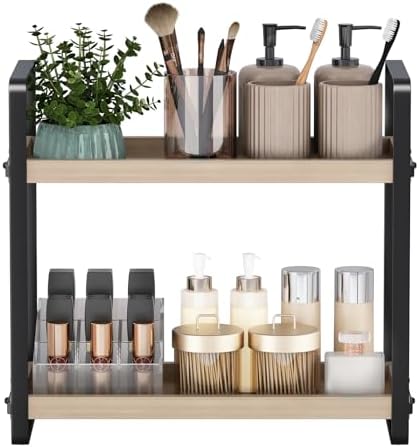 HNRLOY Bathroom Counter Organizer,Bathroom Countertop Organizer,Counter Shelf,Countertop Storage,Organization and Storage,Makeup Shelf,Sink Caddy(Brown 3 Tier) - Homesidy.com