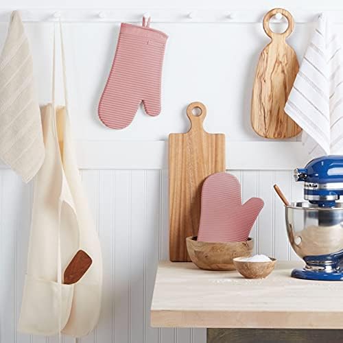 KITCHENAID Ribbed Soft Silicone Oven Mitt 2 - Pack Set, 7.5&34;x13&34;, Milkshake - Homesidy.com