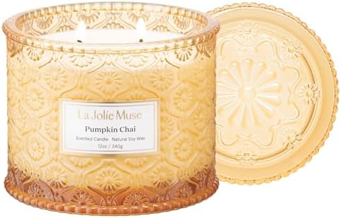 LA JOLIE MUSE Sahara Amber Candle – Bergamot, Clove &amp; Amber | 12 oz Large 2 - Wick Soy Wax Candle | 60 Hours Clean Burn | Gift - Ready for Hosts &amp; Gatherings | Elegant Home Décor - Homesidy.com