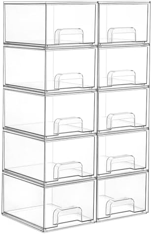 Vtopmart 4 Pack Small Clear Stackable Storage Drawers,Acrylic Bathroom Makeup Organizer,Plastic Storage Bins For Vanity, Undersink, Kitchen Cabinets, Pantry, Home Organization - Homesidy.com
