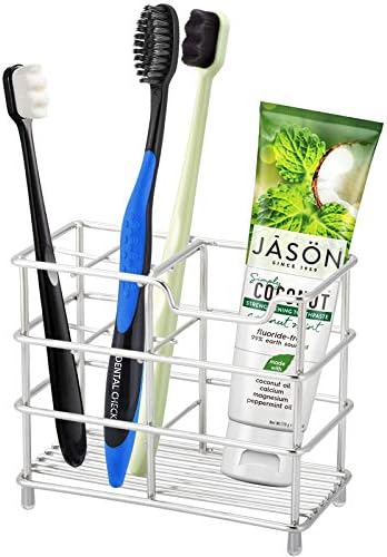 Urbanstrive 304 Stainless Steel Bathroom Toothbrush Holder Toothpaste Holder Stand Bathroom Accessories Organizer (Black, Small) - Homesidy.com