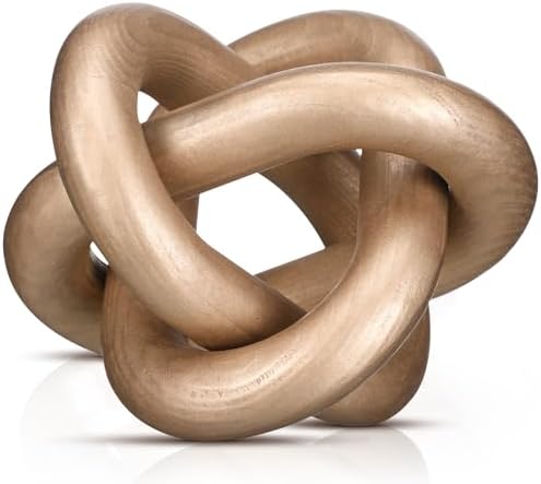 Yalikop 3 Link Wood Knot Decor - Hand Carved Coffee Table Decoration, Boho Chain Link Decor, Modern Shelf, Rustic Objects for Home Living Room Bedroom(White) - Homesidy.com