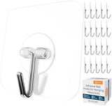 GLUIT Adhesive Wall Hooks for Hanging Heavy Duty 22 lbs Hooks for Walls No Damage, Towel Sticky Clear Hook, Waterproof, Home, Bathroom, Kitchen, Office, and Outdoor 12 Pack - Homesidy.com