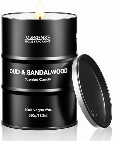 M&amp;SENSE Scented Candle, Tobacco Vanilla Medium Jar Candle Gifts for Men, 70 Hours Slow Burning Natural Soy Candles 11.3oz, Stress Relief Aromatherapy Candles Home Decor, Valentines Day Gifts for Him - Homesidy.com