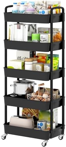Sywhitta 3 - Tier Plastic Rolling Utility Cart with Handle, Multi - Functional Storage Trolley for Office, Living Room, Kitchen, Movable Storage Organizer with Wheels, White - Homesidy.com