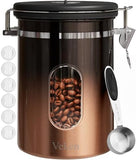Veken Coffee Canister with Window,Airtight Stainless Steel Pantry Container,Home Kitchen Food Storage Organizers for Ground,Beans,Espresso,Rice,Tea,Sugar,Cereal, Flour,Bar Accessories,Gifts,22OZ,Black - Homesidy.com