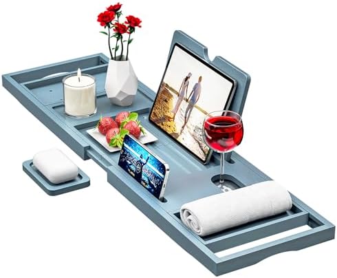 Premium Bamboo Bathtub Tray Caddy - Bath Tub Tray Table for Bathtub - Bath Caddy Tray for Bathtub, Expandable Size, Fits Most Bath Tubs - Homesidy.com