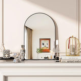 VooBang Arched Wall Mirror, 30 x 38 inch Arch Bathroom Mirror, Wall Mounted Vanity Mirror with Arch Metal Frame, Modern Bathroom Vanity Mirror for Bedroom, Living Room, Hanging or Leaning, Black - Homesidy.com