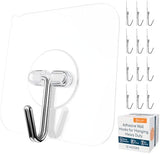 GLUIT Adhesive Wall Hooks for Hanging Heavy Duty 22 lbs Hooks for Walls No Damage, Towel Sticky Clear Hook, Waterproof, Home, Bathroom, Kitchen, Office, and Outdoor 12 Pack - Homesidy.com