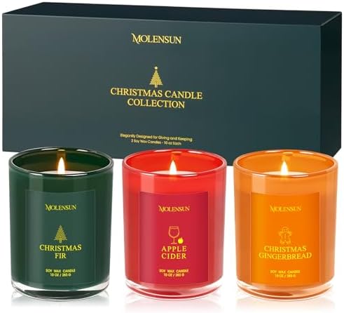 Balsam Cedar Candle, 10oz Soy Scented Candle for Home, Christmas Birthday &amp; Holiday Gifts for Women &amp; Men, Long Lasting 50 Hour Clean Non - Toxic Burn, Elegant Winter &amp; Christmas Festive Home Decor - Homesidy.com